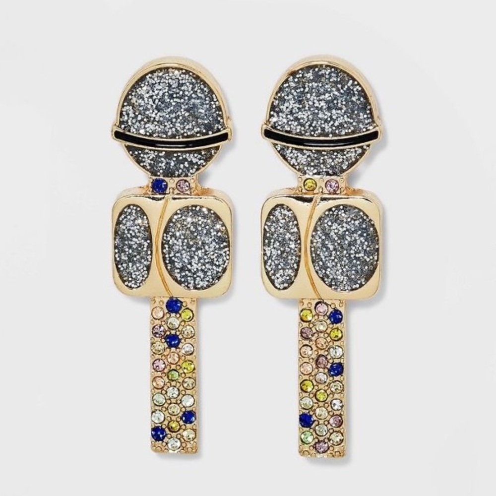 SUGARFIX by‎ BaubleBar 'Drop The Mic' Statement Earrings - Silver, NWT